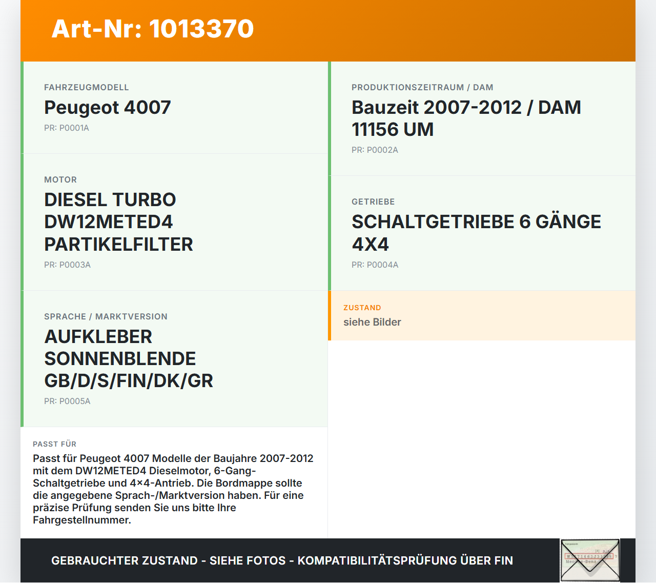 Peugeot 4007 GP 07-12 Serviceheft Betriebsanleitung Anleitung Bordmappe Peugeot 4007 GP 07-12 27.09.2007 gebraucht Vorschau 3
