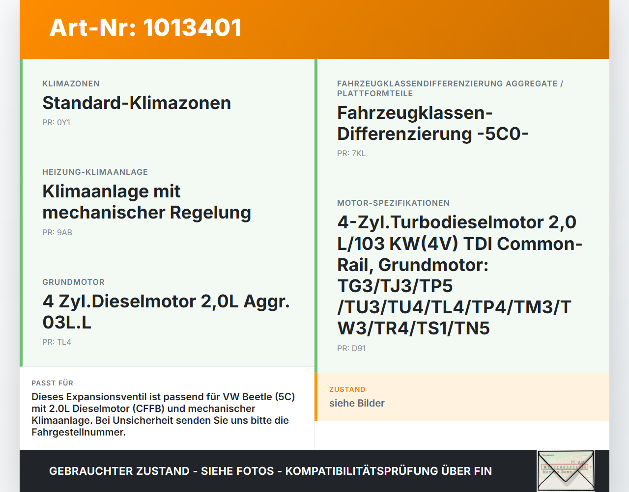 VW Beetle 5C 11-16 Expansionsventil für Klima VW Beetle 5C 11-16 12.02.2015 H221170275.002 gebraucht Vorschau 3