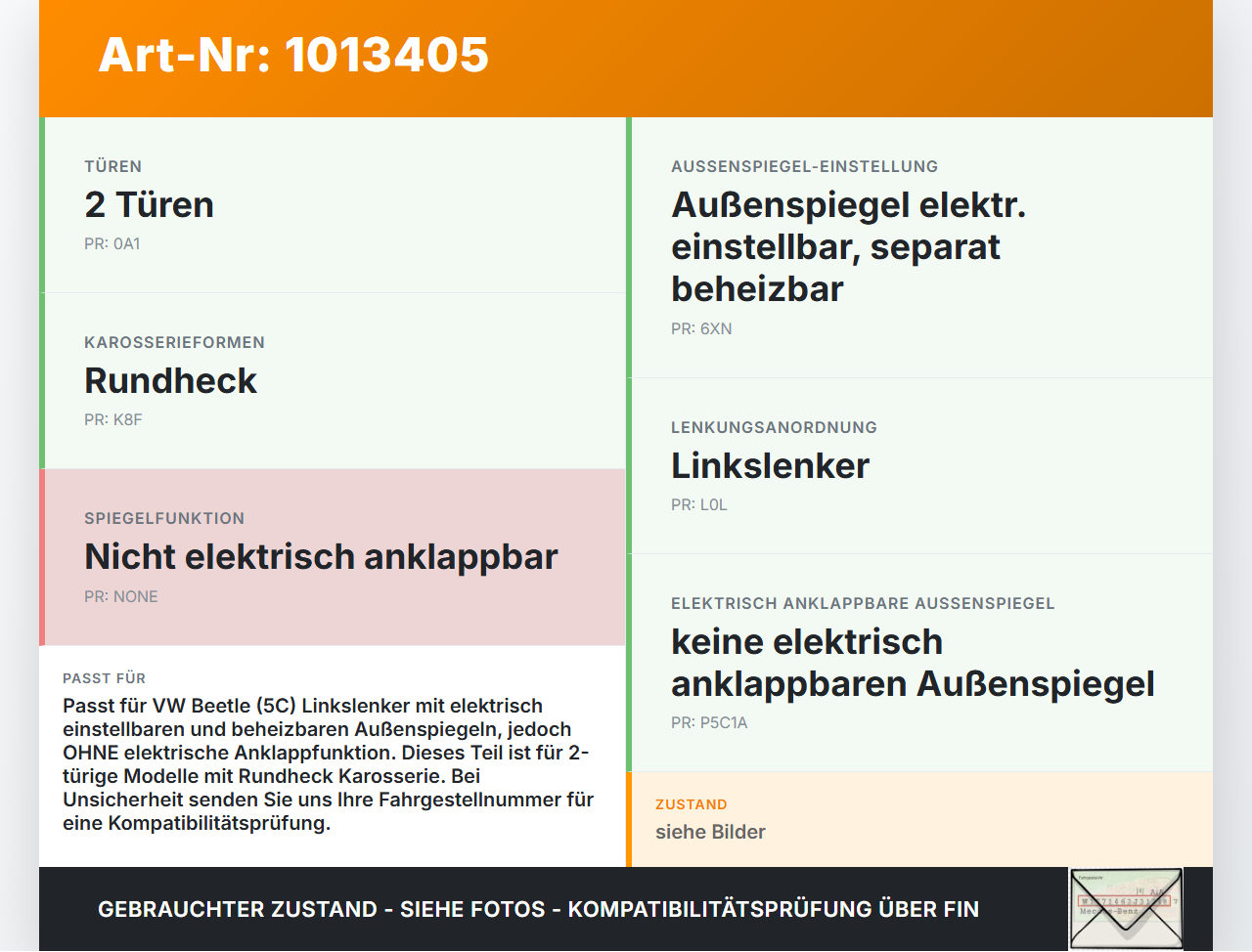 VW Beetle 5C 11-16 Spiegelverstellung Aussenspiegel Schalter VW Beetle 5C 11-16 12.02.2015 5C1959565F 5C1959565B... Vorschau 3