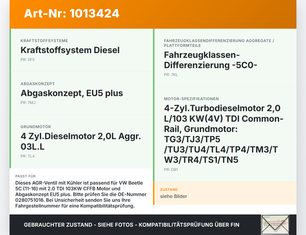 VW Beetle 5C 11-16 TDI 2,0 103KW CFFB Abgasrückführventil EGR AGR Ventil Kühler VW Beetle 5C 11-16 12.02.2015... Vorschau 3
