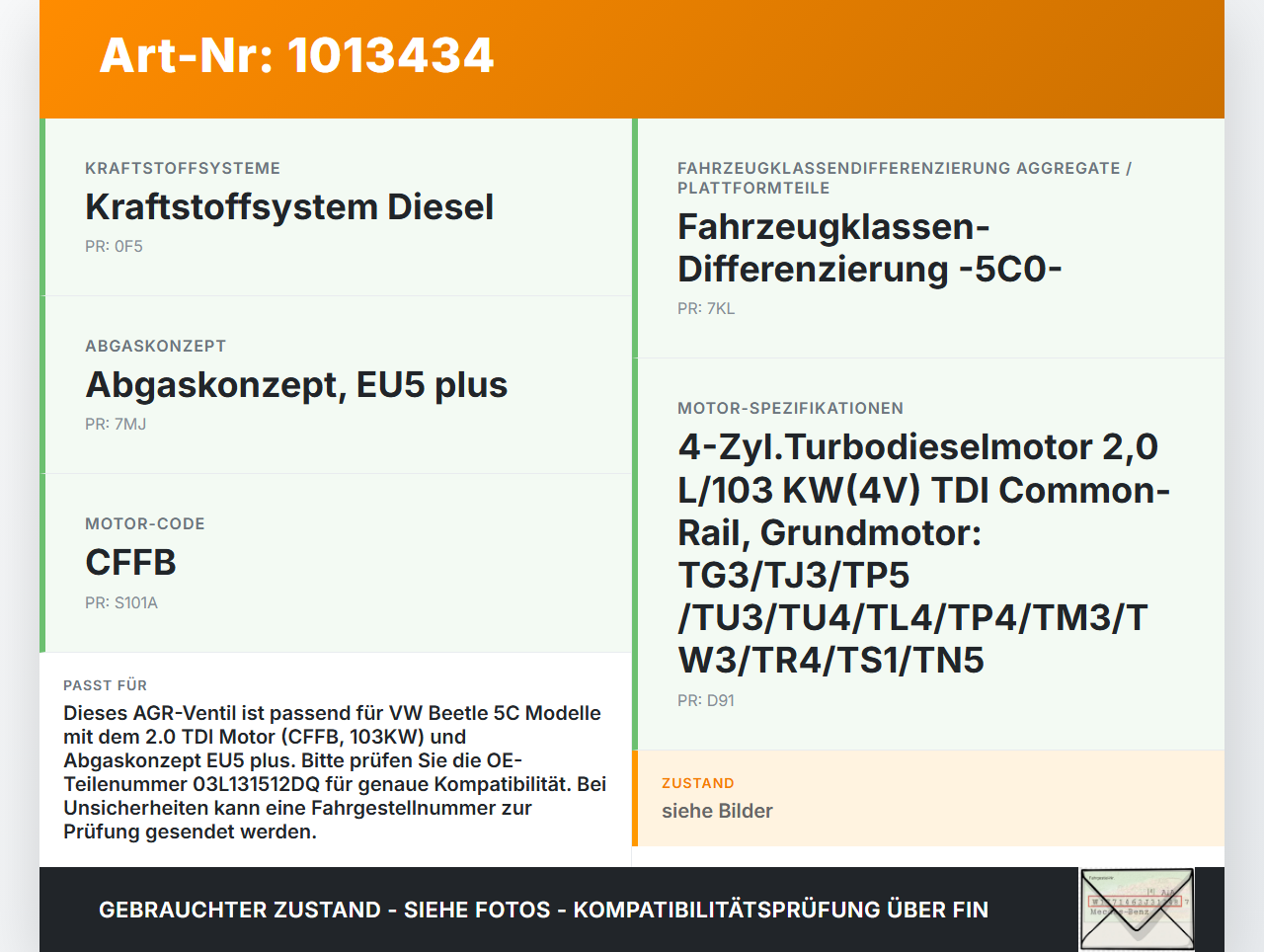 VW Beetle 5C 11-16 TDI 2,0 103KW CFFB Abgasrückführventil EGR AGR Ventil Kühler VW Beetle 5C 11-16 12.02.2015... Vorschau 3