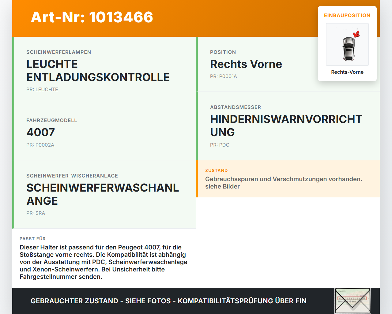 Peugeot 4007 GP 07-12 Halter Träger Aufnahme Führung für Stoßstange Rechts Vorne Peugeot 4007 GP 07-12 27.09.2007... Vorschau 3
