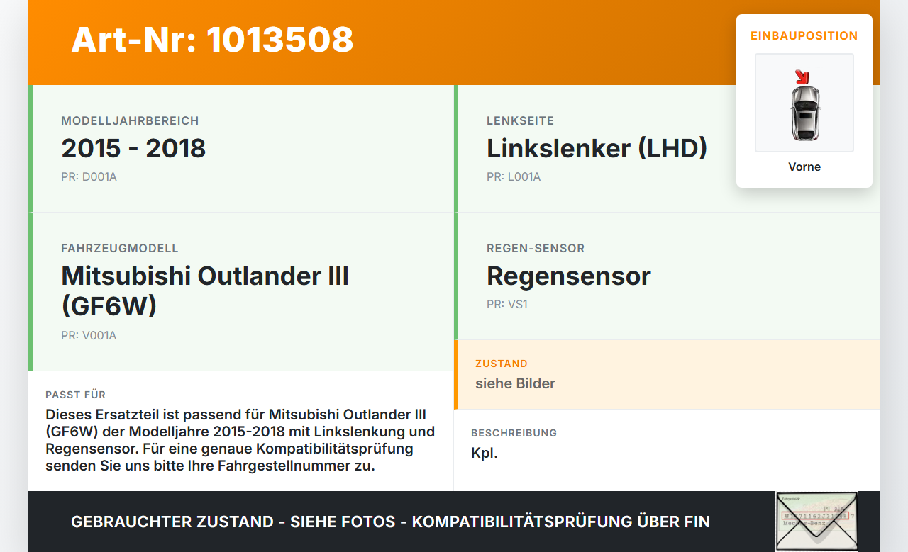 Mitsubishi Outlander III 12-15 Wischermotor mit Wischergestänge Vorne Mitsubishi Outlander III 12-15 22.09.2015... Vorschau 3