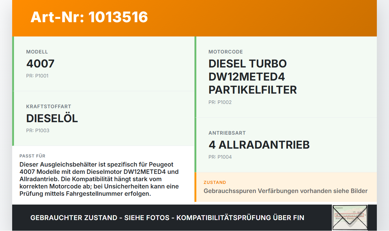 Peugeot 4007 GP 07-12 HDI 2,0 100KW Ausgleichsbehälter für Kühlmittel Peugeot 4007 GP 07-12 27.09.2007 gebraucht Vorschau 3