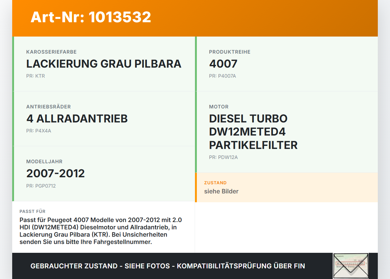 Peugeot 4007 GP 07-12 HDI 2,0 100KW Abdeckung für Fremdstartpunkt Plus Peugeot 4007 GP 07-12 27.09.2007 gebraucht Vorschau 3