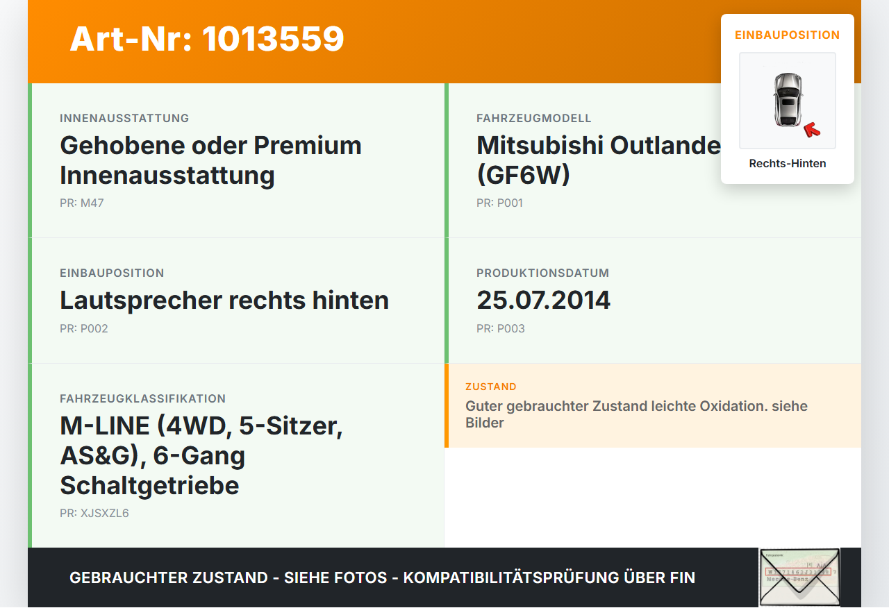 Mitsubishi Outlander III 12-15 Lautsprecher Rechts Hinten Mitsubishi Outlander III 12-15 22.09.2015 8720A166... Vorschau 3