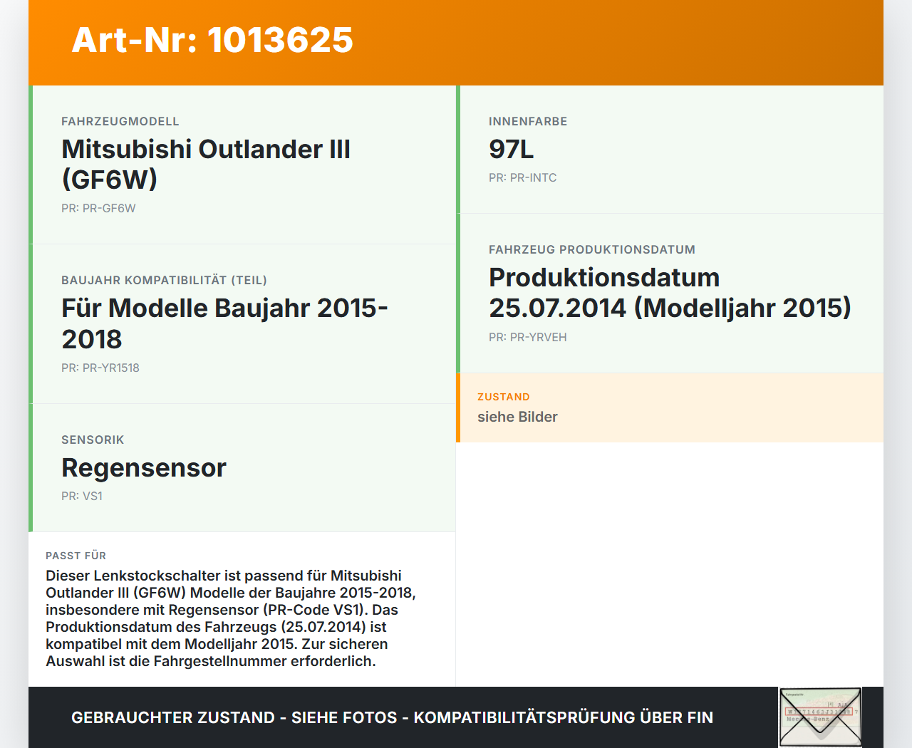 Mitsubishi Outlander III 12-15 Lenkstockschalter Wischerschalter Wischer Mitsubishi Outlander III 12-15 22.09.2015... Vorschau 3