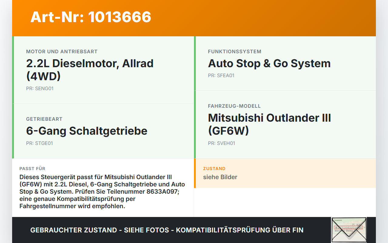 Mitsubishi Outlander III 12-15 Steuergerät ECU Modul für Lenkhilfe Servolenkung Kontrolle Mitsubishi Outlander III... Vorschau 3