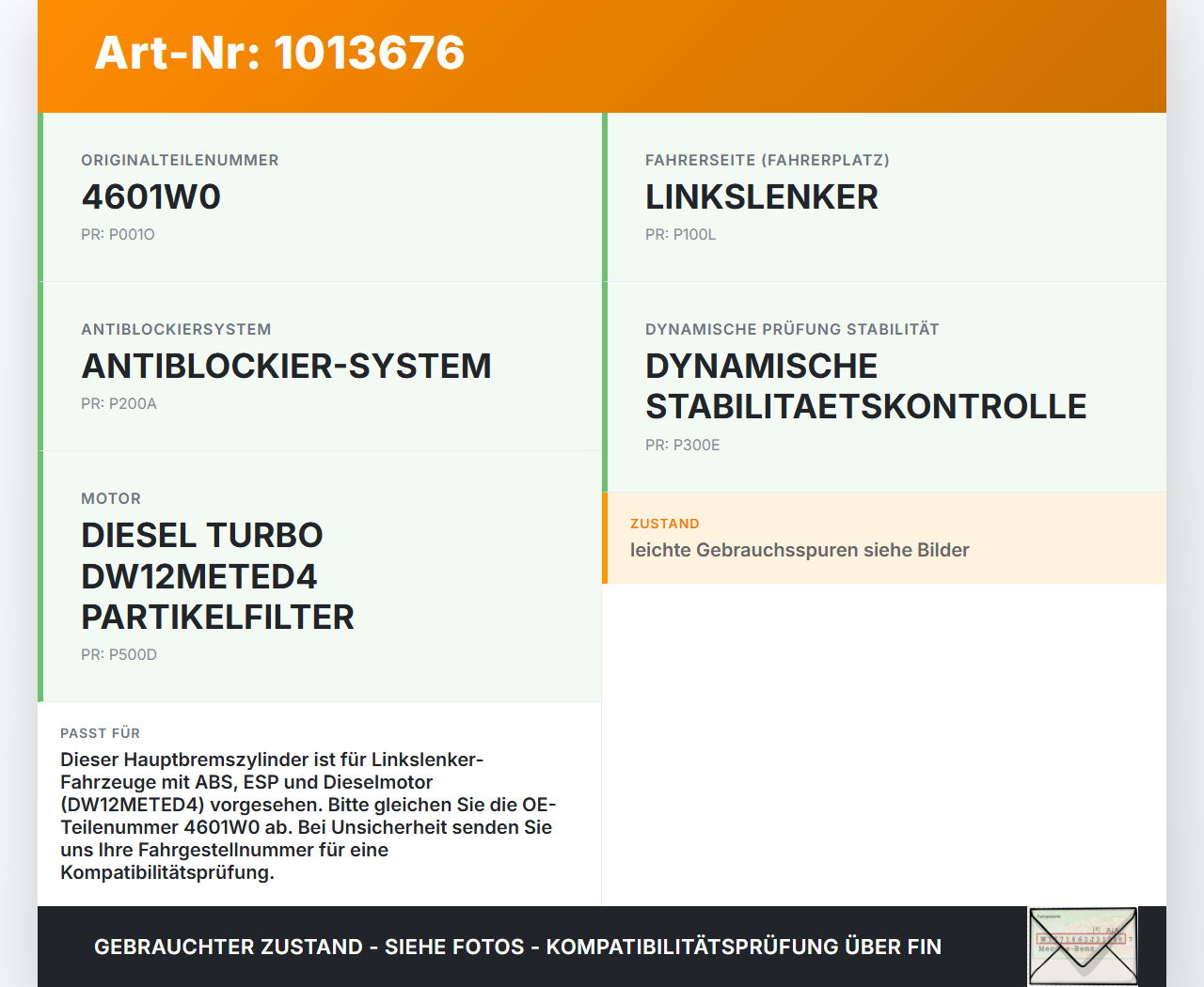 Peugeot 4007 GP 07-12 Hauptbremszylinder Bremszylinder Peugeot 4007 GP 07-12 27.09.2007 4601W0 gebraucht Vorschau 3