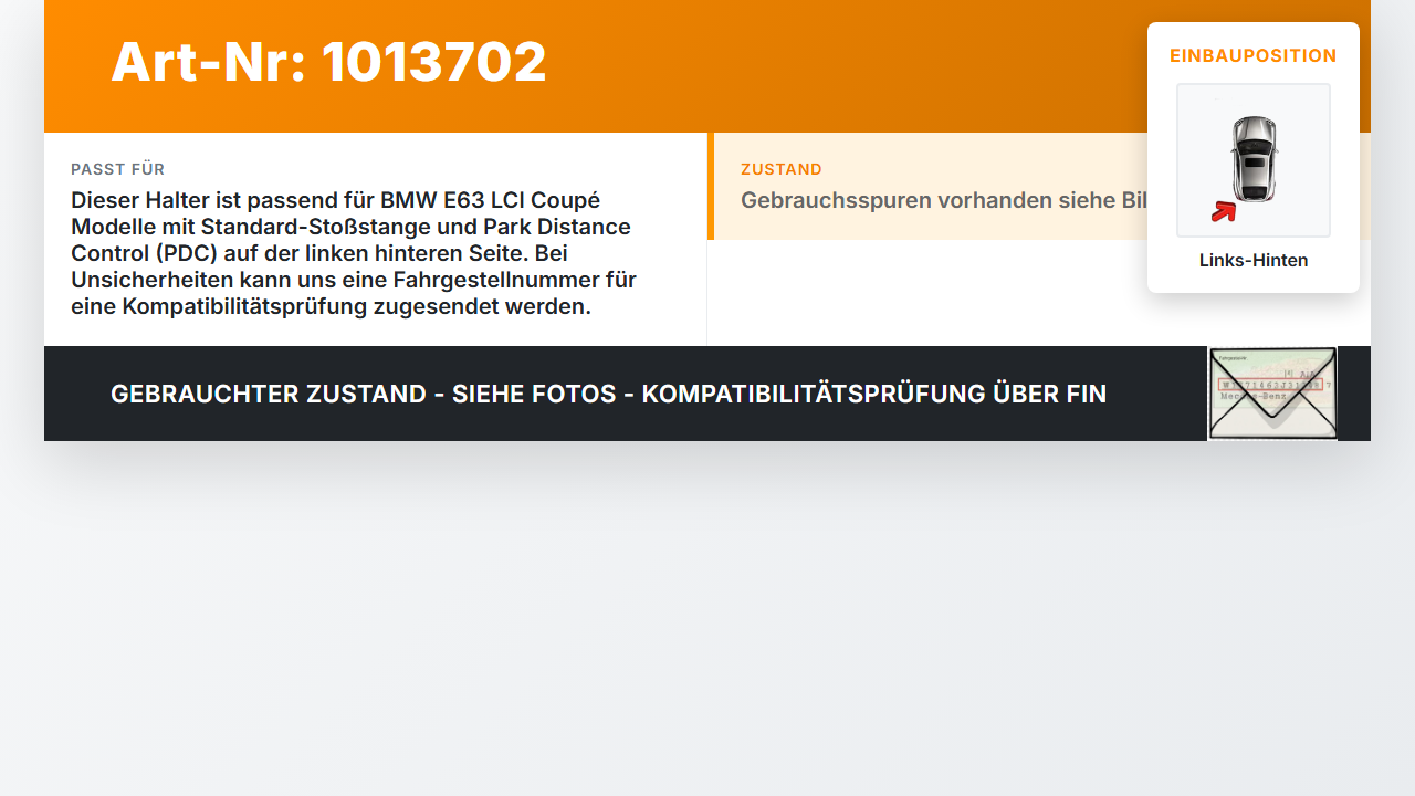 BMW E63 6er 650i 07-10 Coupe Halter Träger Aufnahme Führung für Stoßstange Links Hinten BMW E63 6er 650i 07-10... Vorschau 3