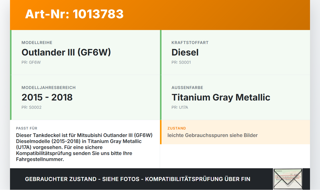 Mitsubishi Outlander III 12-15 Tankdeckel Verschluss Tankverschluss Mitsubishi Outlander III 12-15 22.09.2015... Vorschau 3