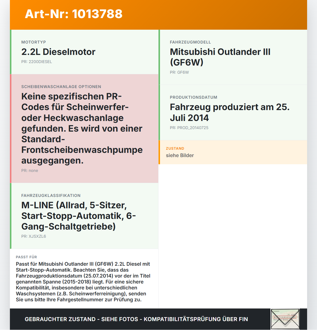 Mitsubishi Outlander III 12-15 Waschwasserpumpe Waschpumpe Mitsubishi Outlander III 12-15 22.09.2015 8260A217 gebraucht Vorschau 3