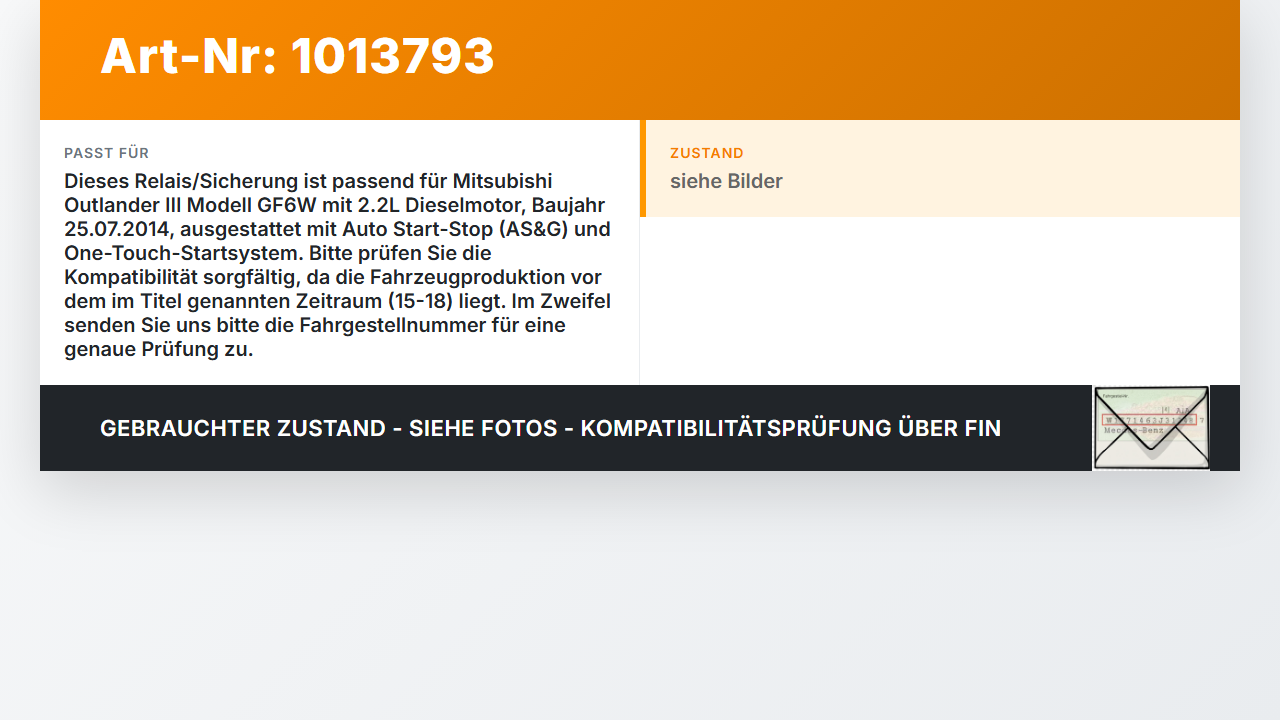 Mitsubishi Outlander III 12-15 Relais Sicherung Batterieklemme Mitsubishi Outlander III 12-15 22.09.2015 YA2068A... Vorschau 3