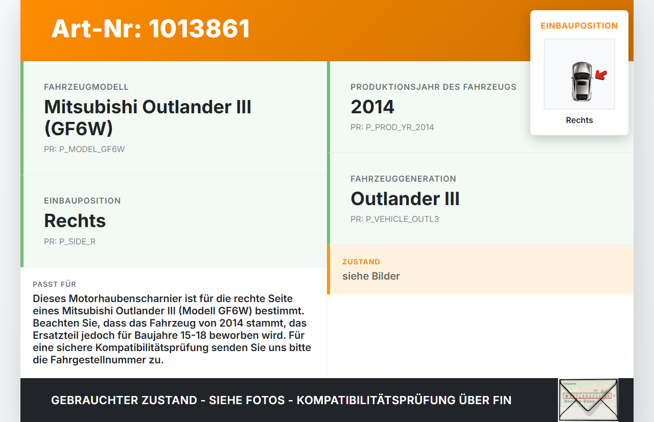 Mitsubishi Outlander III 12-15 Scharnier für Motorhaube Motorhaubenscharnier Rechts Mitsubishi Outlander III 12-15... Vorschau 3