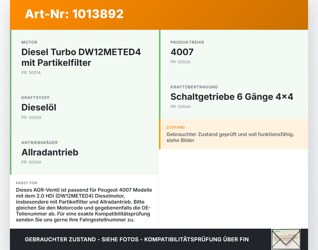 Peugeot 4007 GP 07-12 HDI 2,0 100KW DW12METED4 Abgasrückführventil EGR AGR Ventil Peugeot 4007 GP 07-12 27.09.2007... Vorschau 3