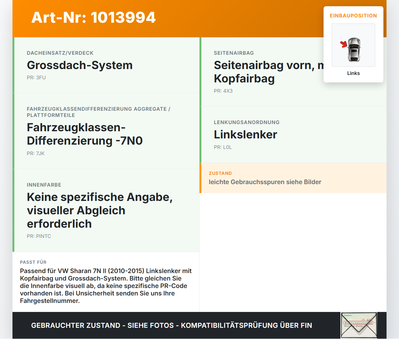VW Sharan 7N II 10-15 Verkleidung für A-Säule Links innen VW Sharan 7N II 10-15 19.03.2012 7N0837973A 7N0837985A... Vorschau 3