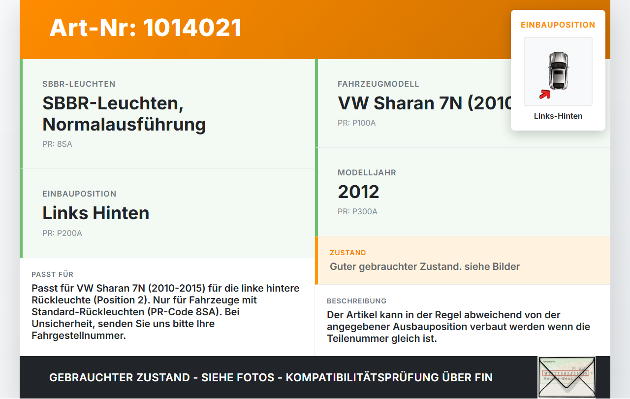 VW Sharan 7N II 10-15 Schraubhalter Halter für Rückleuchte Links Hinten Pos.2 VW Sharan 7N II 10-15 19.03.2012 gebraucht Vorschau 3