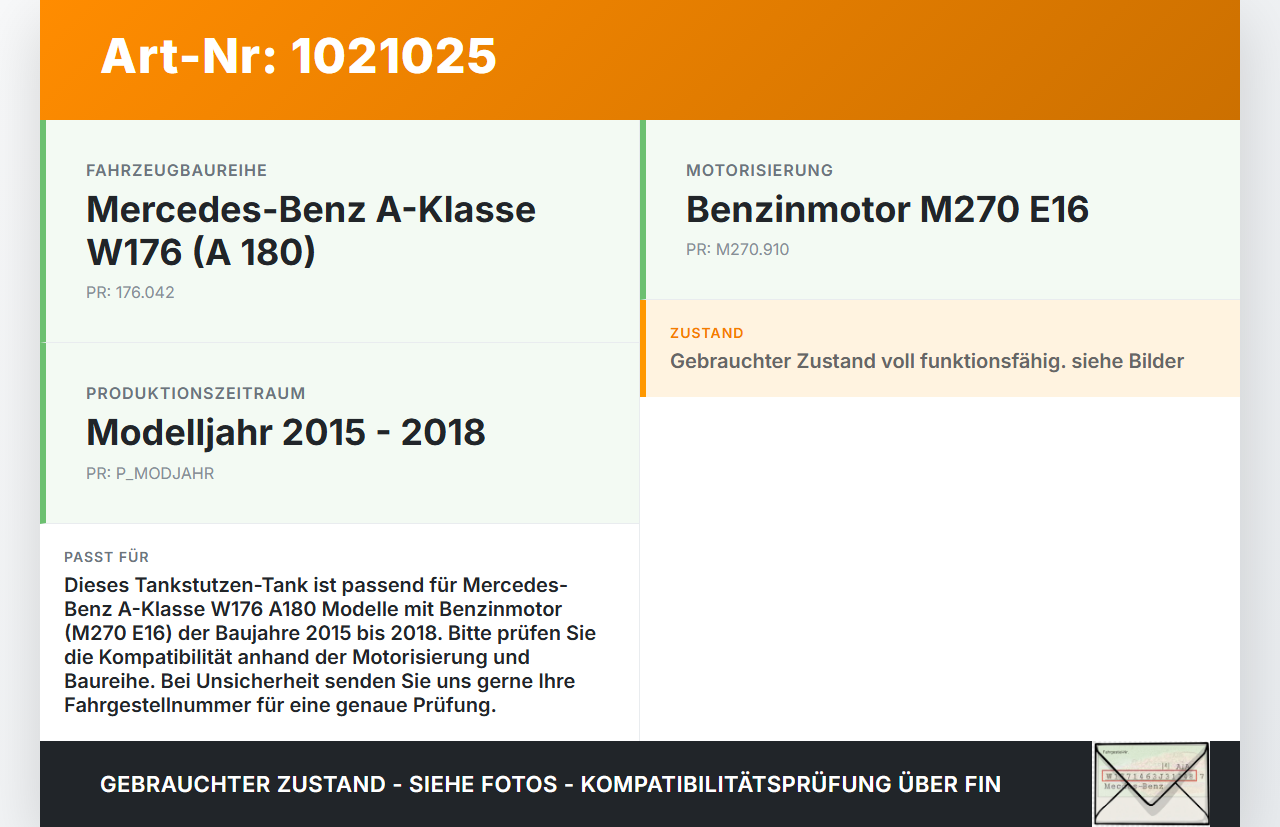 Mercedes W176 A180 15-18 1,6 85KW Tankstutzen Tank Mercedes W176 A180 15-18 19.10.2016 gebraucht Vorschau 3