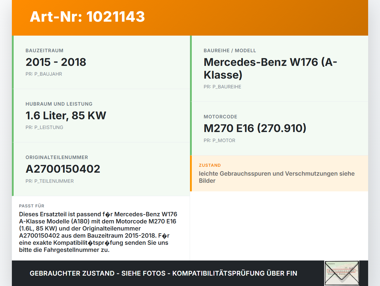 Mercedes W176 A180 15-18 1,6 85KW Platte für Motor Stirnplatte Gehäuse Motorblock Mercedes W176 A180 15-18... Vorschau 3