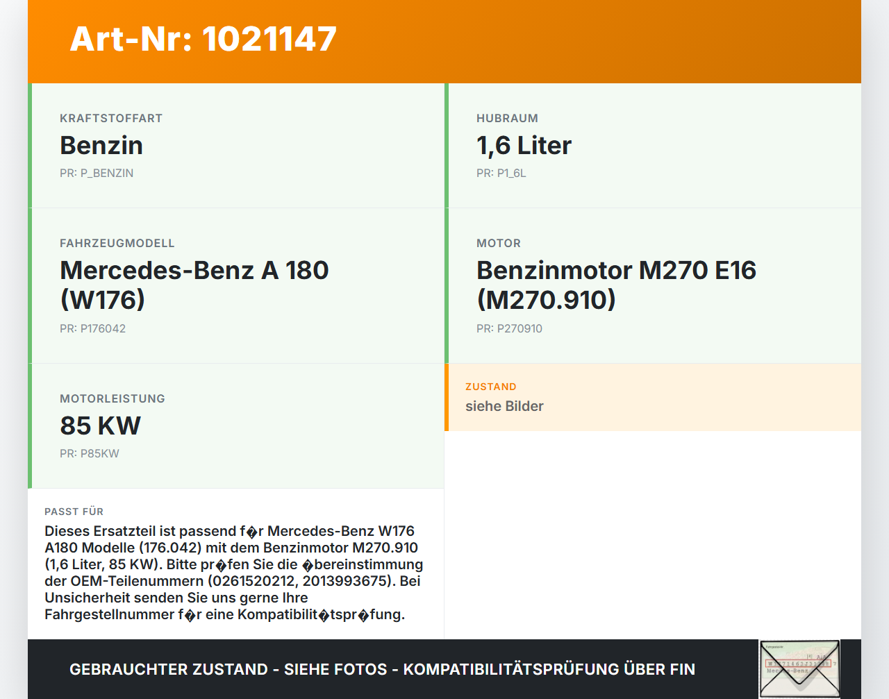 Mercedes W176 A180 15-18 1,6 85KW Kraftstoffpumpe Benzinpumpe Hochdruckpumpe Einspritzpumpe Mercedes W176 A180... Vorschau 3