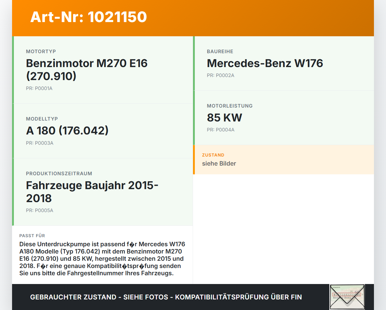 Mercedes W176 A180 15-18 1,6 85KW 270.910 Unterdruckpumpe Vakuumpumpe Mercedes W176 A180 15-18 19.10.2016... Vorschau 3