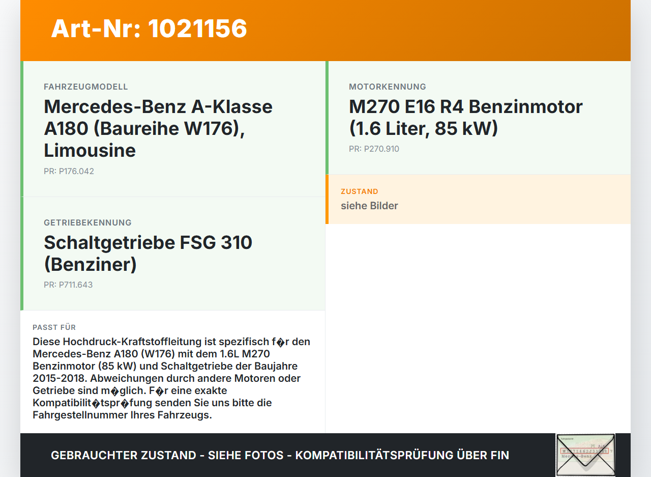Mercedes W176 A180 15-18 1,6 85KW Hochdruck Leitung Kraftstoffleitung Mercedes W176 A180 15-18 19.10.2016 gebraucht Vorschau 3