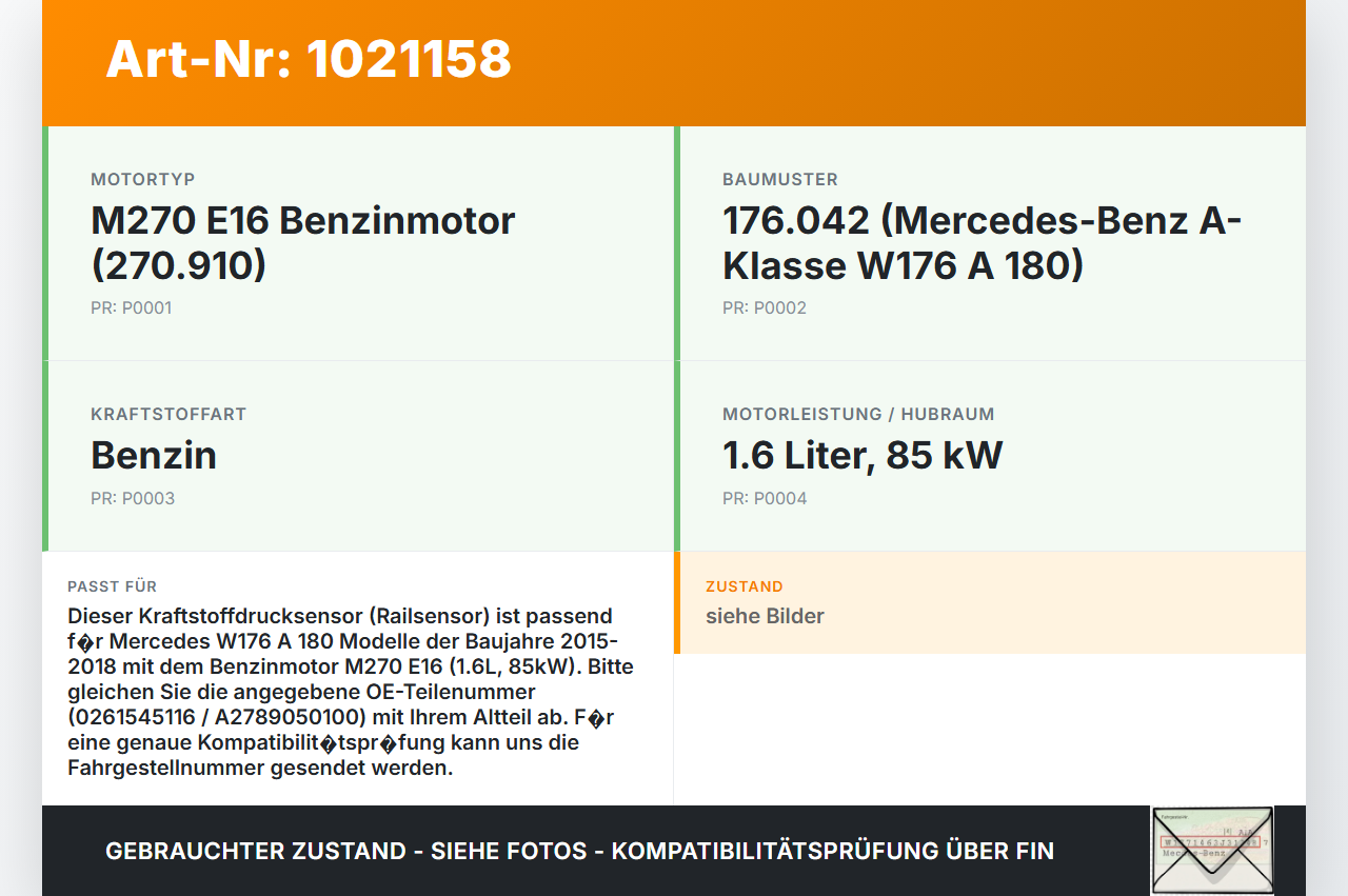 Mercedes W176 A180 15-18 1,6 85KW Railsensor Drucksensor Kraftstoffdruck Mercedes W176 A180 15-18 19.10.2016... Vorschau 3