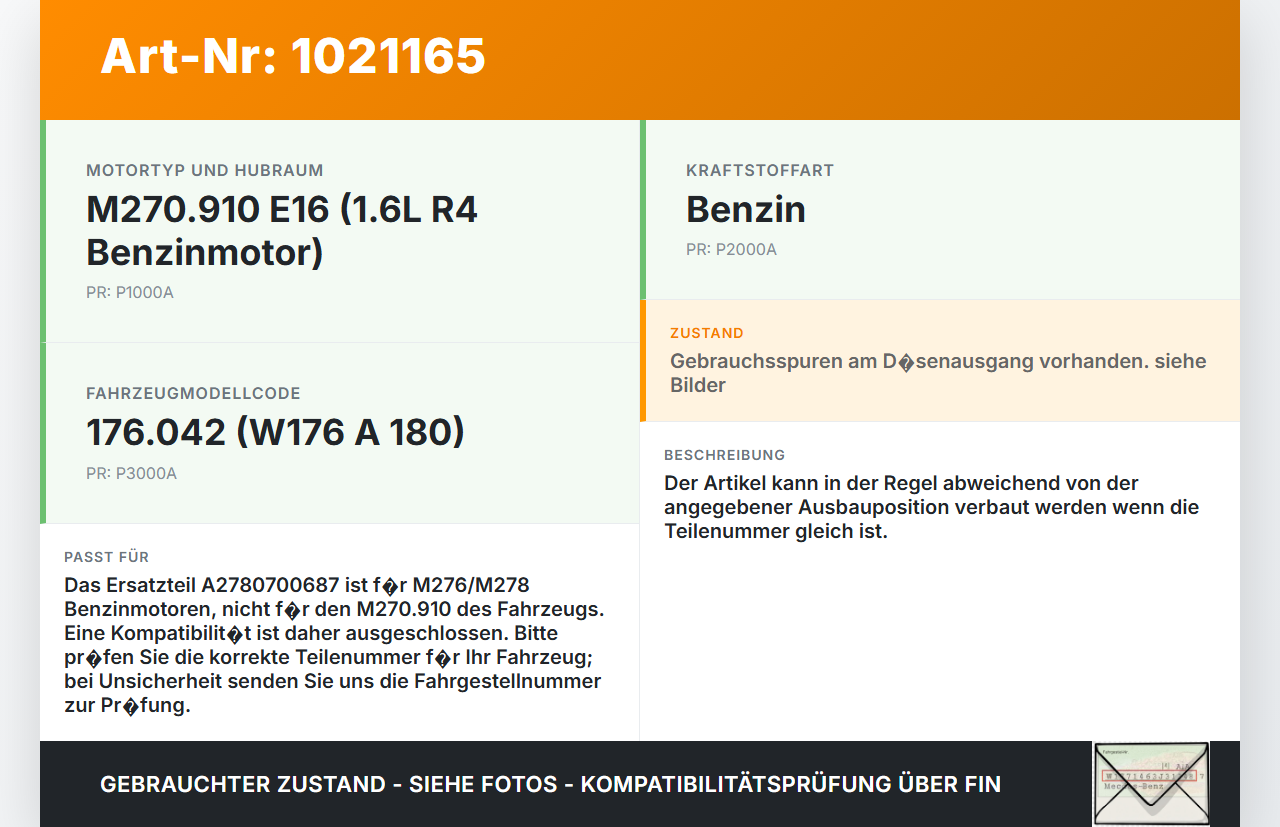 Mercedes W176 A180 15-18 1,6 85KW Injektor Einspritzdüse Pos.3 Mercedes W176 A180 15-18 19.10.2016 A2780700687 gebraucht Vorschau 3
