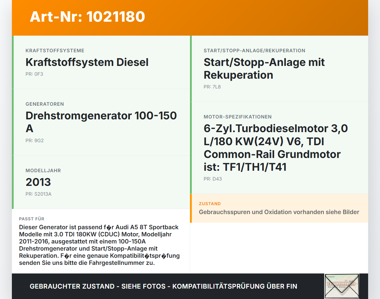 Audi A5 8T 11-16 TDI 3,0 180KW Lichtmaschine Generator 150A 14V Audi A5 8T 11-16 04.04.2013 059903019NX 0125711150... Vorschau 3