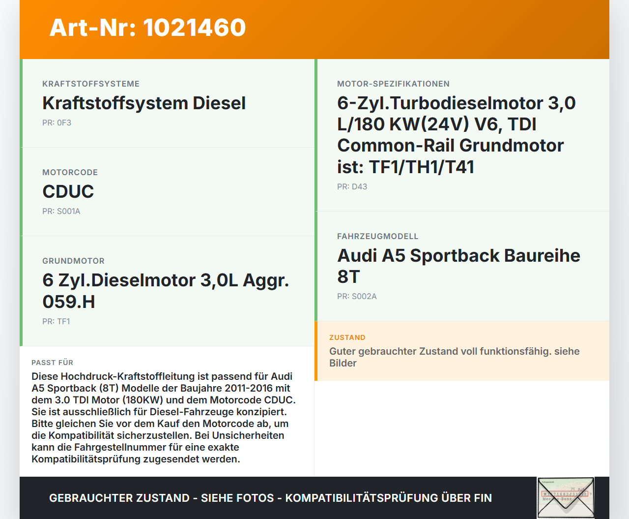 Audi A5 8T 11-16 TDI 3,0 180KW Hochdruck Leitung Kraftstoffleitung Audi A5 8T 11-16 04.04.2013 gebraucht Vorschau 3