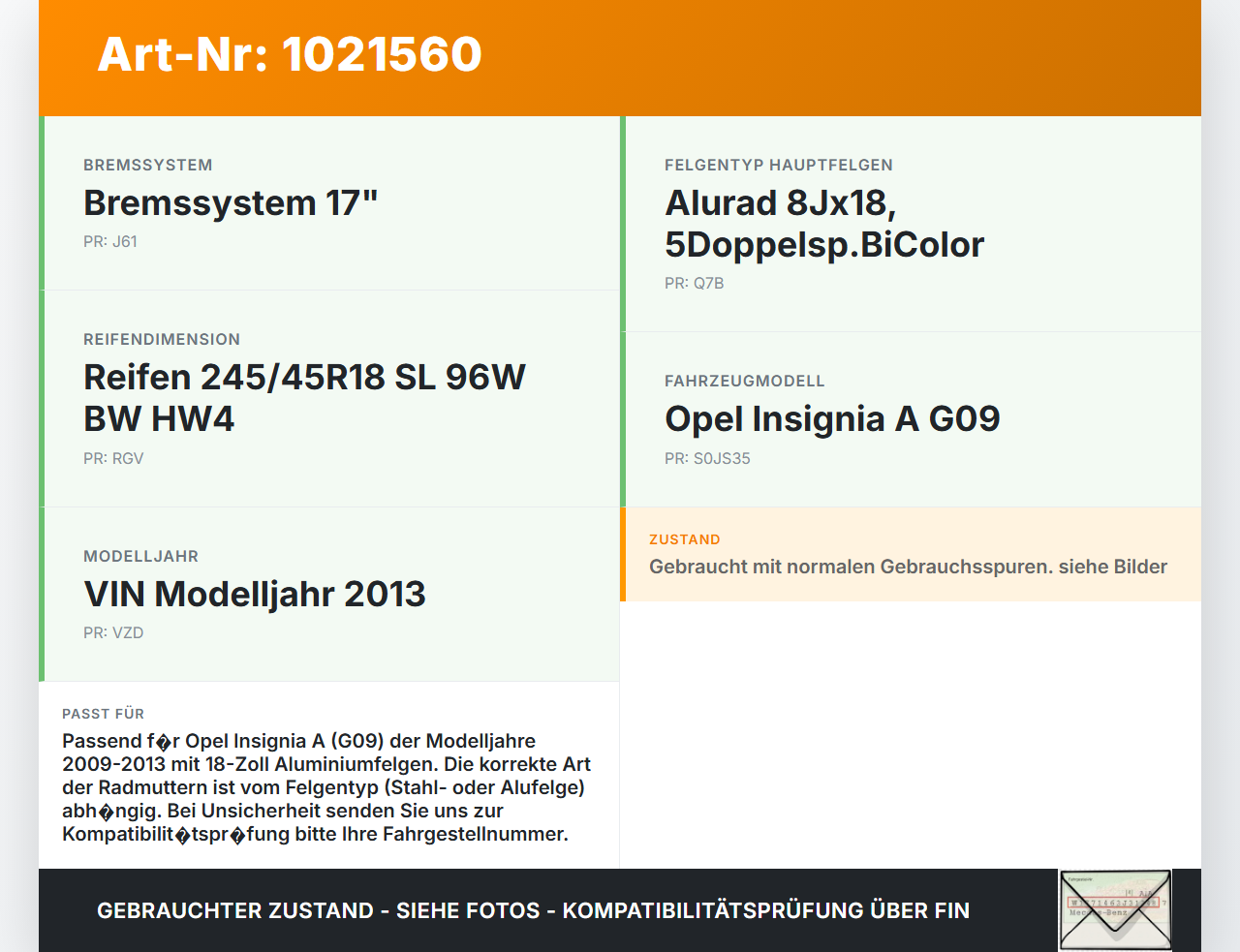 Opel Insignia A G09 09-13 Satz Radmuttern Muttern Radbolzen Opel Insignia A G09 09-13 05.10.2012 gebraucht Vorschau 3