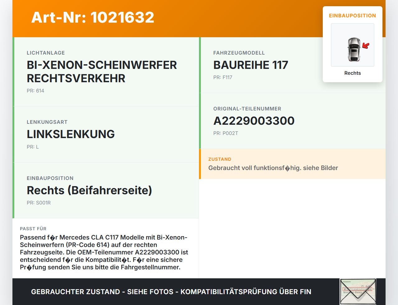 Mercedes CLA 250 C117 13-16 Xenon Vorschaltgerät Rechts Mercedes CLA 250 C117 13-16 24.06.2014 A2229003300... Vorschau 3