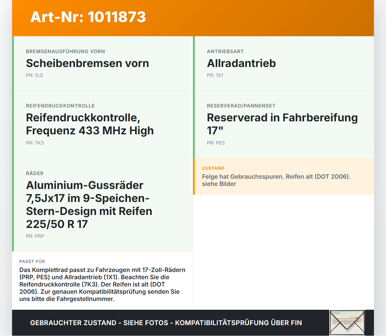 Audi A6 4F C6 qu 04-08 1 x Komplettrad Ersatzrad Aluminiumfelge Ganzjahresreifen 225/50R17 5X112 Audi A6 4F C6 qu... Vorschau 3