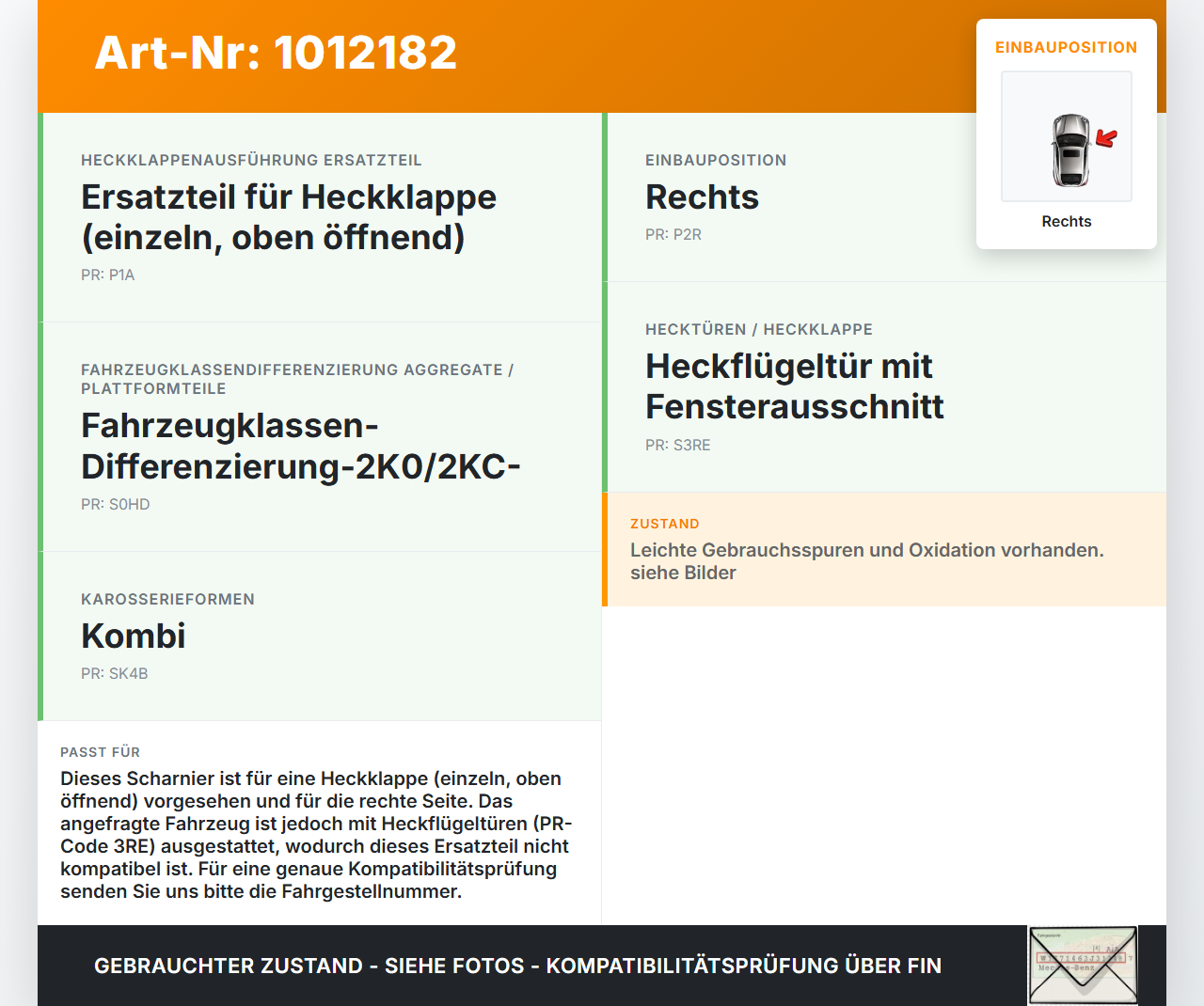 VW Caddy SA IV 15-20 Kombi Scharniere Scharnier für Heckklappe Rechts VW Caddy SA IV 15-20 11.04.2019 2K5827152... Vorschau 3