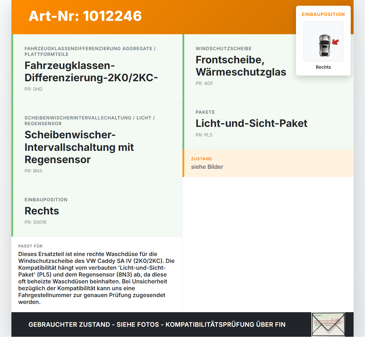 VW Caddy SA IV 15-20 Waschdüse für Windschutzscheibe WS Rechts VW Caddy SA IV 15-20 11.04.2019 2K5955988 2K595598B... Vorschau 3