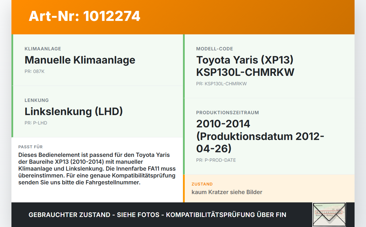 Toyota Yaris XP13 10-14 Bedienteil Bedienelement Heizung Klimabedienteil Toyota Yaris XP13 10-14 15.05.2012 gebraucht Vorschau 3