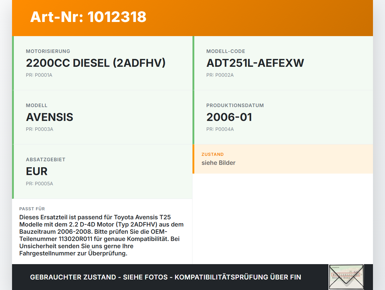 Toyota Avensis T25 06-08 D-4D 2,2 130KW 2ADFHV Ölpumpe Stirnplatte für Motorblock Toyota Avensis T25 06-08... Vorschau 3