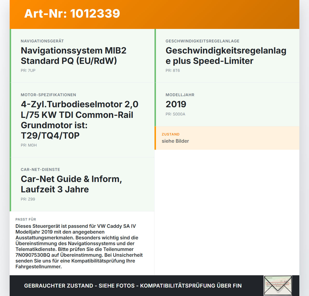 VW Caddy SA IV 15-20 Steuergerät ECU Modul Gateway SG VW Caddy SA IV 15-20 11.04.2019 7N0907530BQ A2C18424000 gebraucht Vorschau 3
