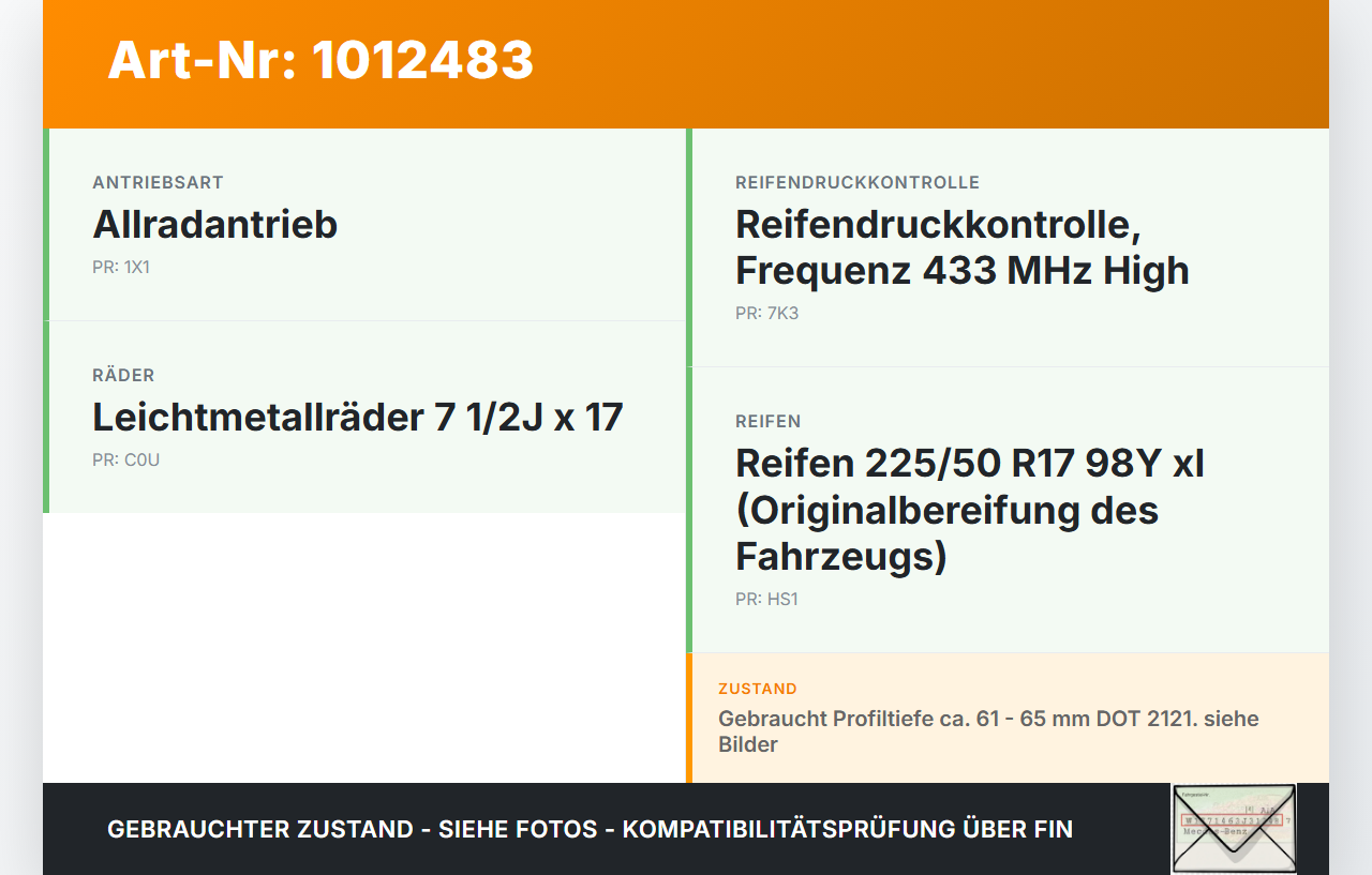 Audi A6 4F C6 qu 04-08 2x Reifen Winterreifen Platin 225/50R17 98H 6.13-6.46mm Audi A6 4F C6 qu 04-08 05.04.2006... Vorschau 3