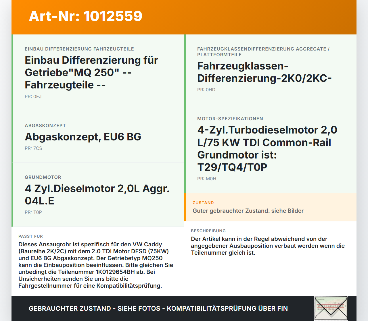 VW Caddy SA IV 15-20 TDI 2,0 75KW Ansaugrohr Ladeluftschlauch Luftschlauch Pos.1 VW Caddy SA IV 15-20 11.04.2019... Vorschau 3