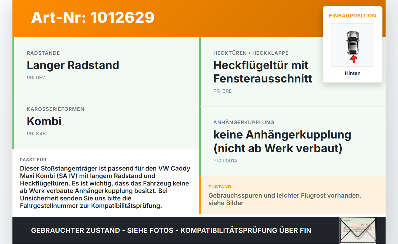 VW Caddy SA IV 15-20 Stoßstangenträger Stoßfängerträger Querträger Träger Hinten VW Caddy SA IV 15-20 11.04.2019... Vorschau 3