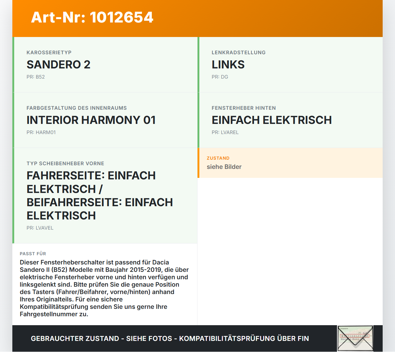 Dacia Sandero II B52 15-19 Lim Fensterheberschalter Taster für Fensterheber Dacia Sandero II B52 15-19 04.03.2015... Vorschau 3