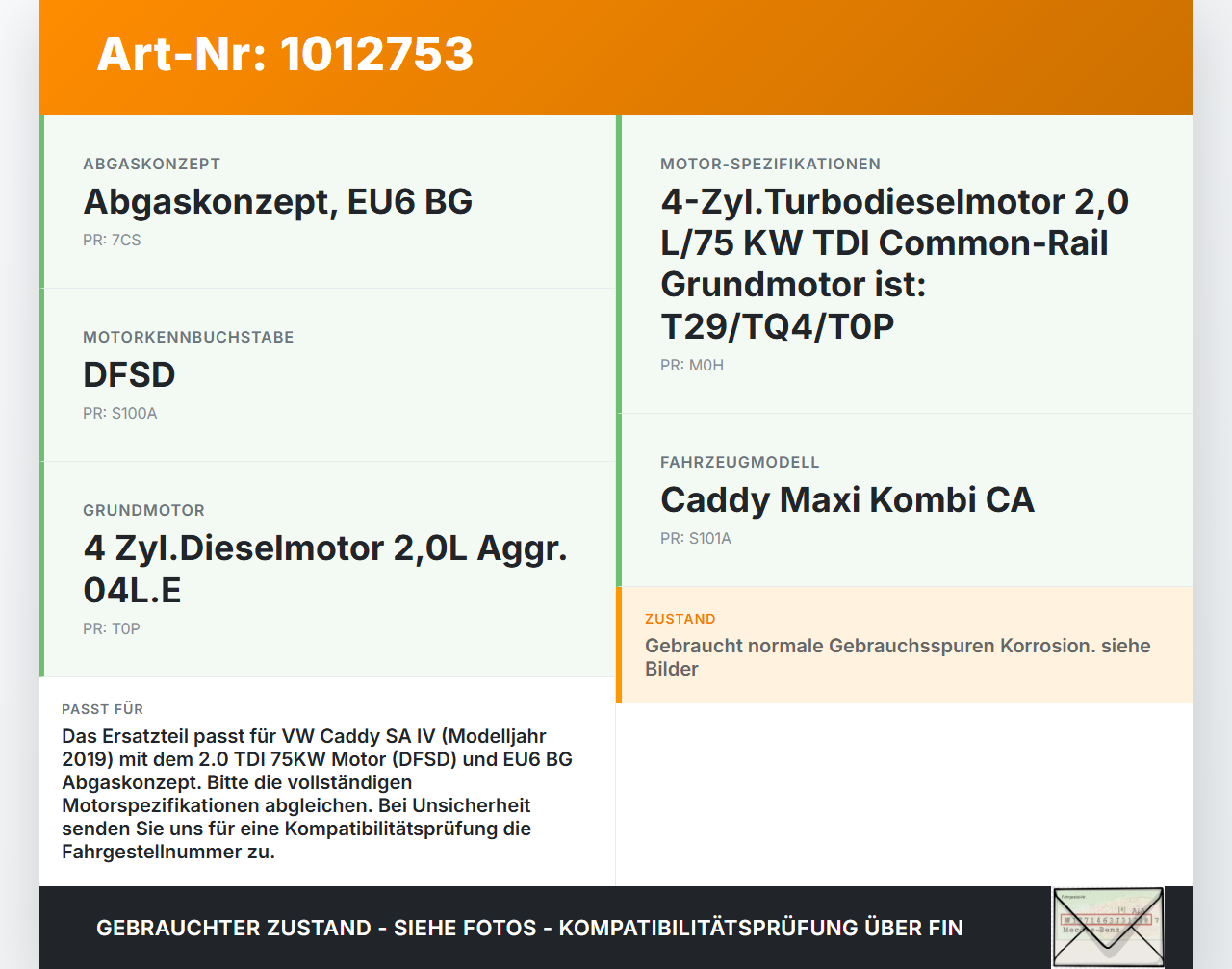 VW Caddy SA IV 15-20 TDI 2,0 75KW DFSD Turbolader Turbo Abgasturbolader VW Caddy SA IV 15-20 11.04.2019 04L253020P... Vorschau 3