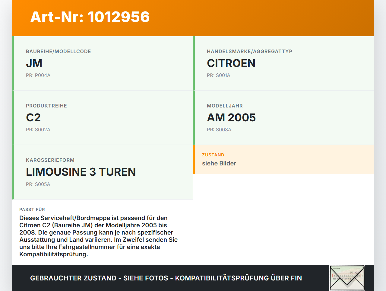 Citroen C2 JM 05-08 Serviceheft Betriebsanleitung Anleitung Bordmappe Citroen C2 JM 05-08 20.10.2006 gebraucht Vorschau 3