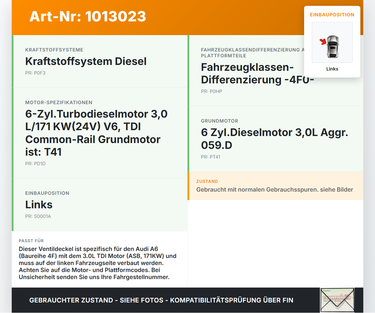 Audi A6 4F C6 qu 04-08 TDI 3,0 171KW ASB Ventildeckel Zylinderkopfhaube Links Audi A6 4F C6 qu 04-08 05.04.2006... Vorschau 3