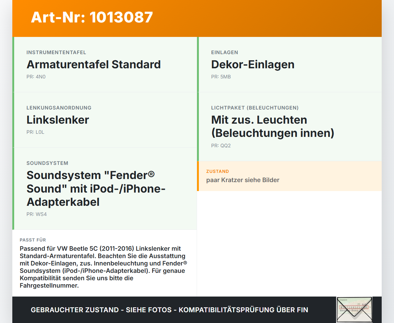 VW Beetle 5C 11-16 Handschuhfach Handschuhkasten VW Beetle 5C 11-16 12.02.2015 5C1857097F 5C1857114A gebraucht Vorschau 3