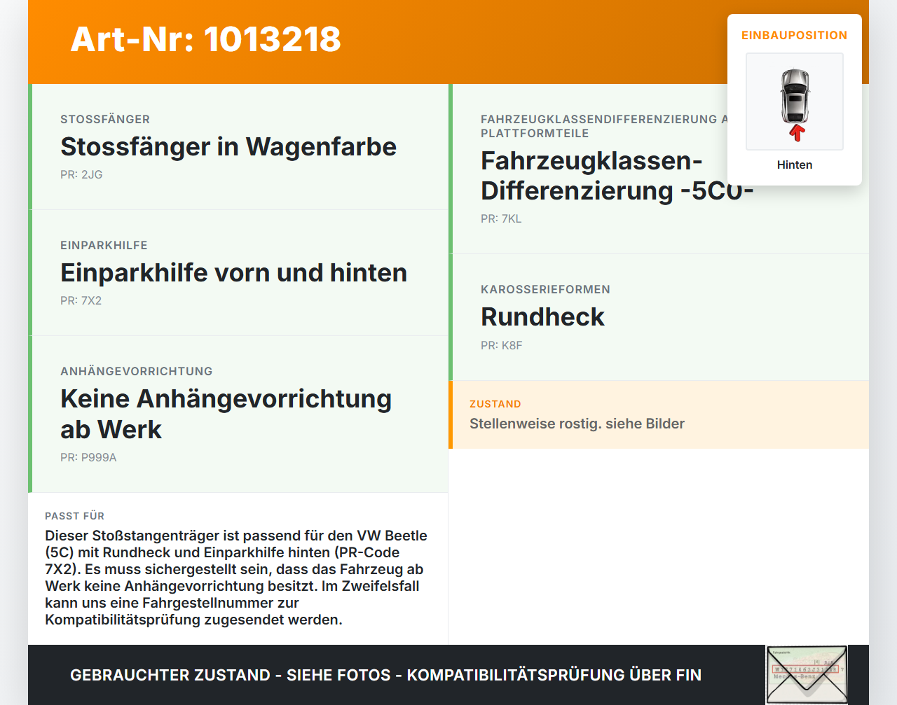 VW Beetle 5C 11-16 Stoßstangenträger Stoßfängerträger Querträger Träger Hinten VW Beetle 5C 11-16 12.02.2015... Vorschau 3