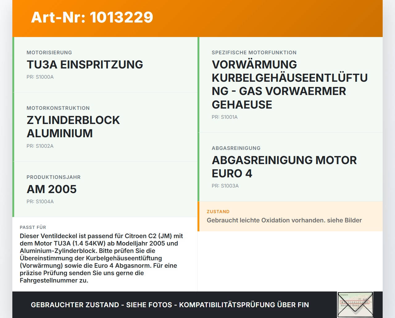 Citroen C2 JM 05-08 1,4 54KW TU3A KFV Ventildeckel Zylinderkopfhaube mit Öldeckel Citroen C2 JM 05-08 20.10.2006... Vorschau 3