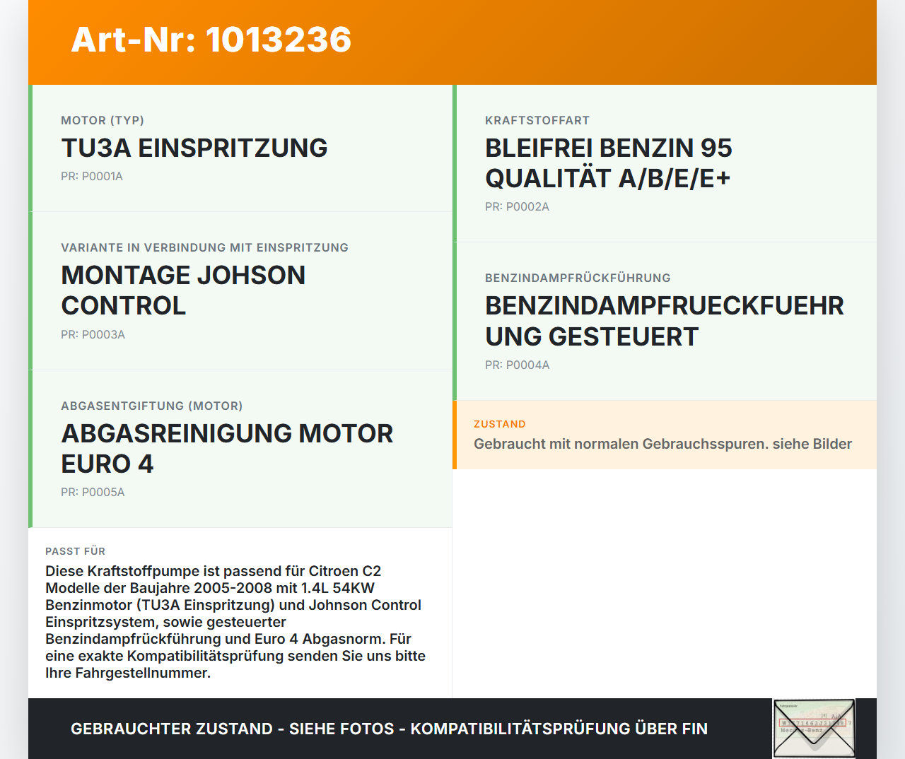 Citroen C2 JM 05-08 1,4 54KW Kraftstoffpumpe Kraftstoff Förderpumpe Tankgeber Citroen C2 JM 05-08 20.10.2006 1525CR... Vorschau 3