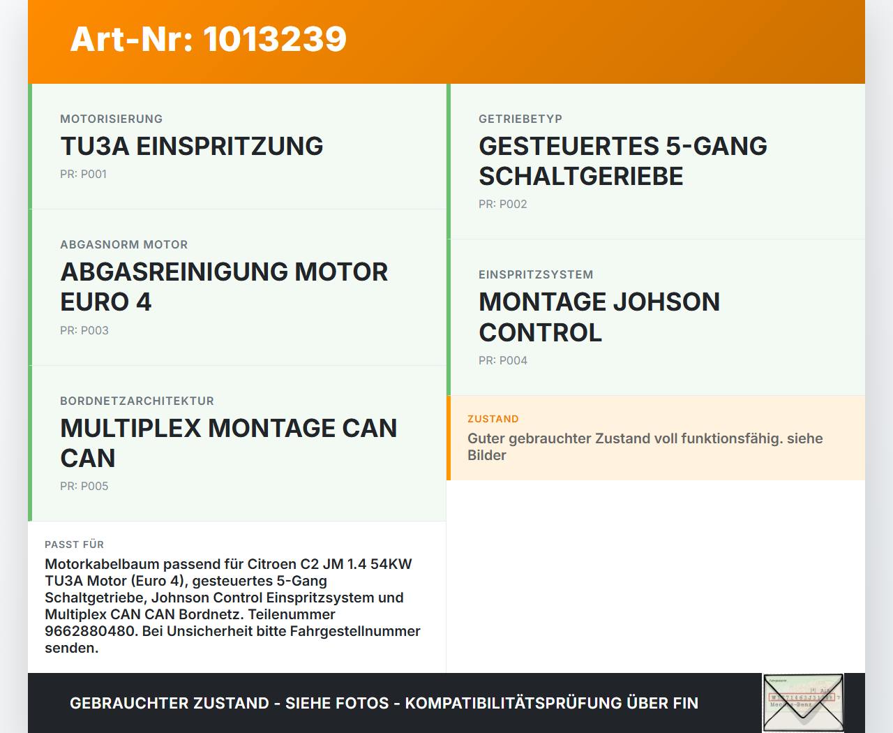 Citroen C2 JM 05-08 1,4 54KW Kabelbaum Motorkabelbaum Leitungssatz für Motor Citroen C2 JM 05-08 20.10.2006... Vorschau 3